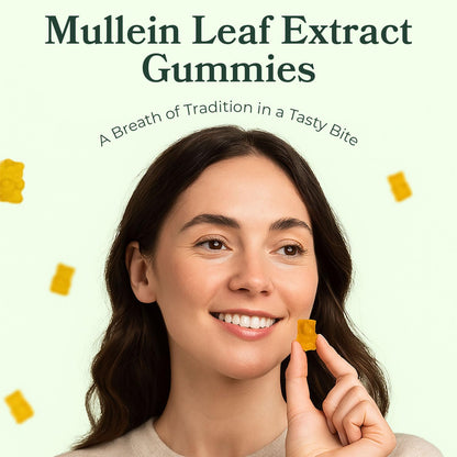 Betterbrand Mullein Gummies for Lungs – 1000mg Herbal Supplement for Lung Detox & Respiratory Support – Pear Flavor Chewable Breatheasy Gummy – 30 Day Supply